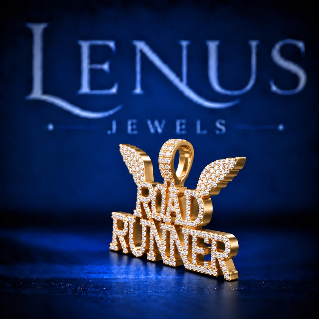 Road Runner Moissanite Pendant – VVS 925 Sterling Silver Gold Finish Iced Out Winged ROAD RUNNER Hip Hop Pendant for Men & Women