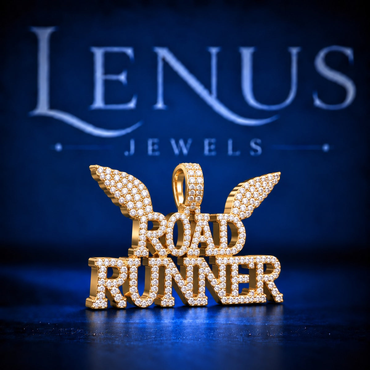 Road Runner Moissanite Pendant – VVS 925 Sterling Silver Gold Finish Iced Out Winged ROAD RUNNER Hip Hop Pendant for Men & Women
