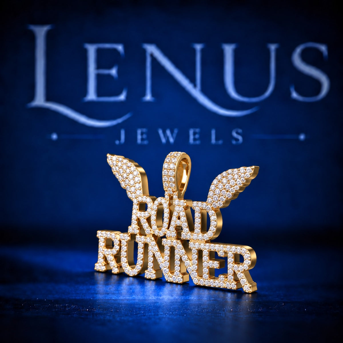 Road Runner Moissanite Pendant – VVS 925 Sterling Silver Gold Finish Iced Out Winged ROAD RUNNER Hip Hop Pendant for Men & Women