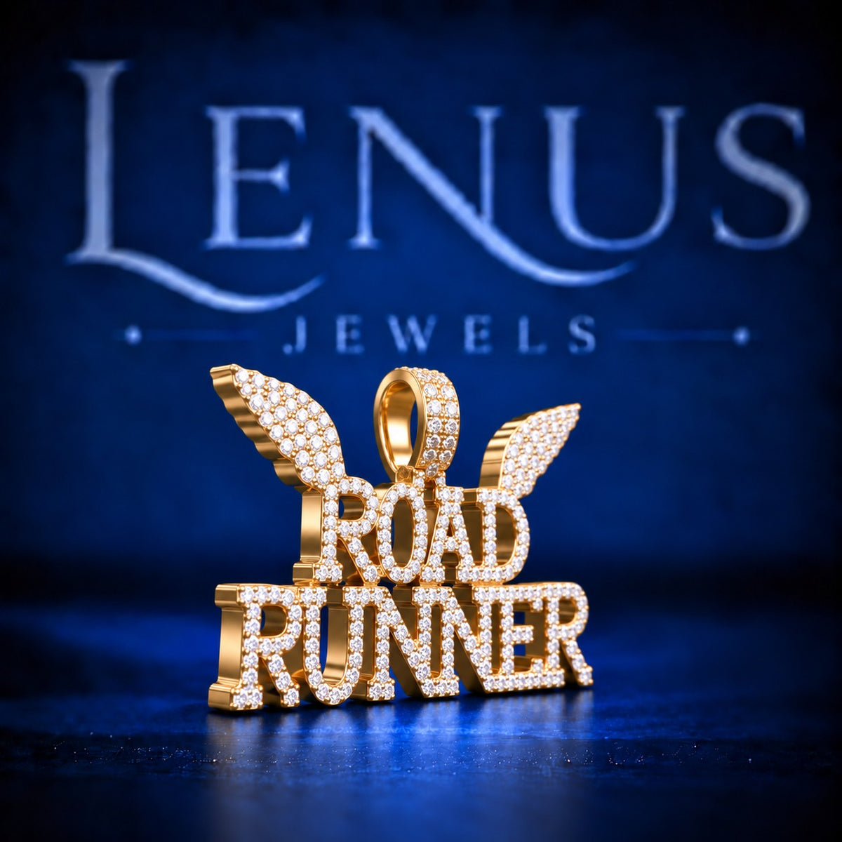 Road Runner Moissanite Pendant – VVS 925 Sterling Silver Gold Finish Iced Out Winged ROAD RUNNER Hip Hop Pendant for Men & Women