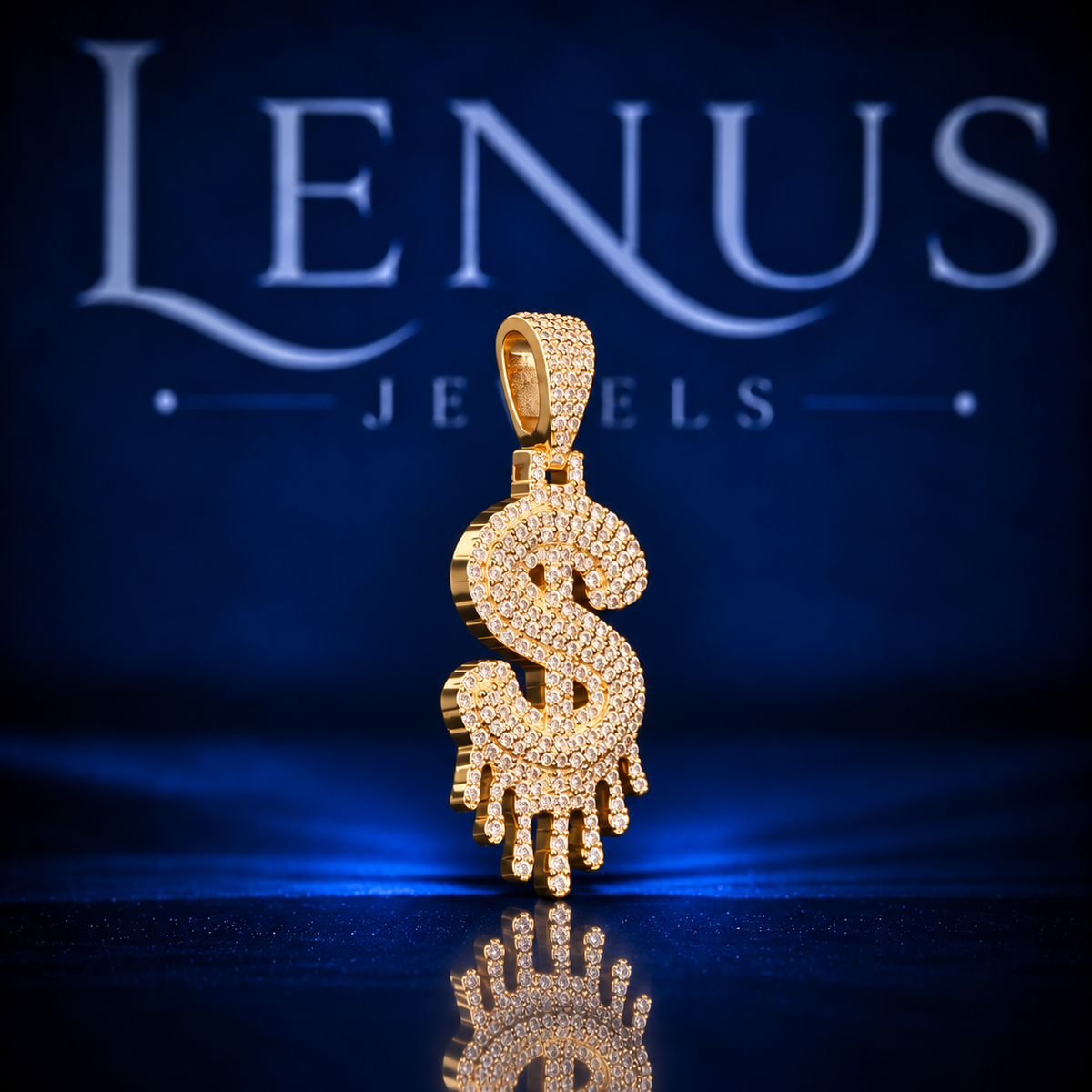 Iced Out Dripping Dollar Sign Moissanite Pendant – VVS Money Symbol 925 Sterling Silver Gold Hip Hop Pendant for Men