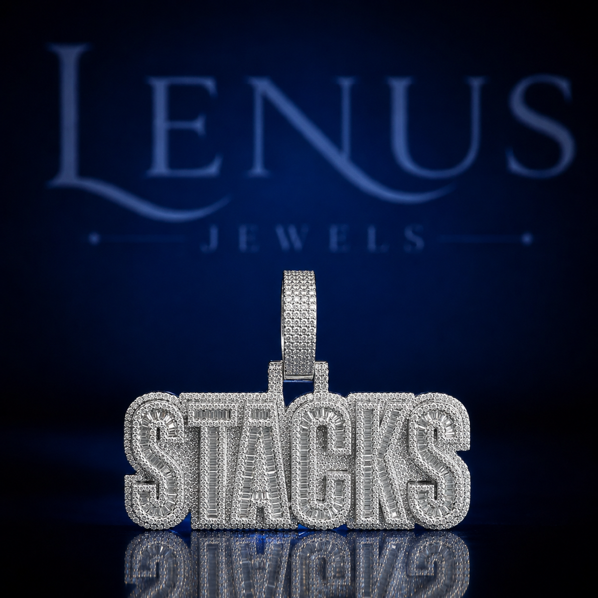 Custom STACKS Iced Out Moissanite Pendant – 925 Sterling Silver VVS 3D Block Letter Nameplate with Diamond Tester Pass Hip Hop Jewelry