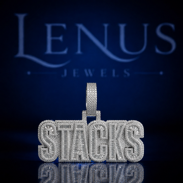 Custom STACKS Iced Out Moissanite Pendant – 925 Sterling Silver VVS 3D Block Letter Nameplate with Diamond Tester Pass Hip Hop Jewelry