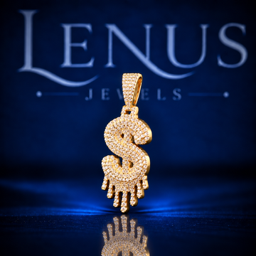 Iced Out Dripping Dollar Sign Moissanite Pendant – VVS Money Symbol 925 Sterling Silver Gold Hip Hop Pendant for Men