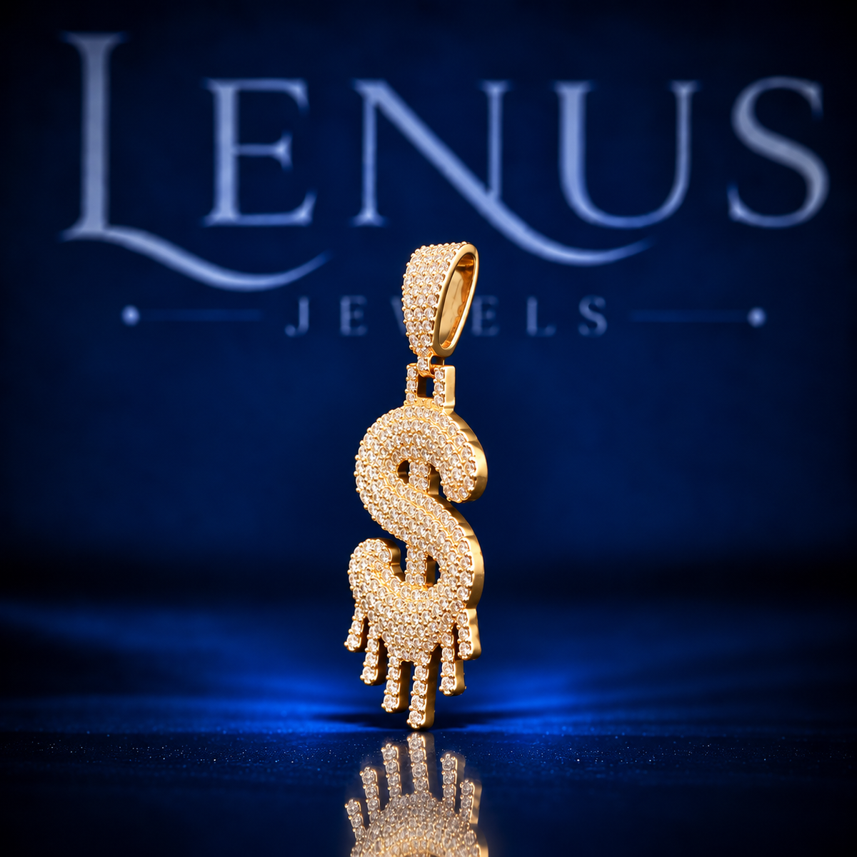 Iced Out Dripping Dollar Sign Moissanite Pendant – VVS Money Symbol 925 Sterling Silver Gold Hip Hop Pendant for Men