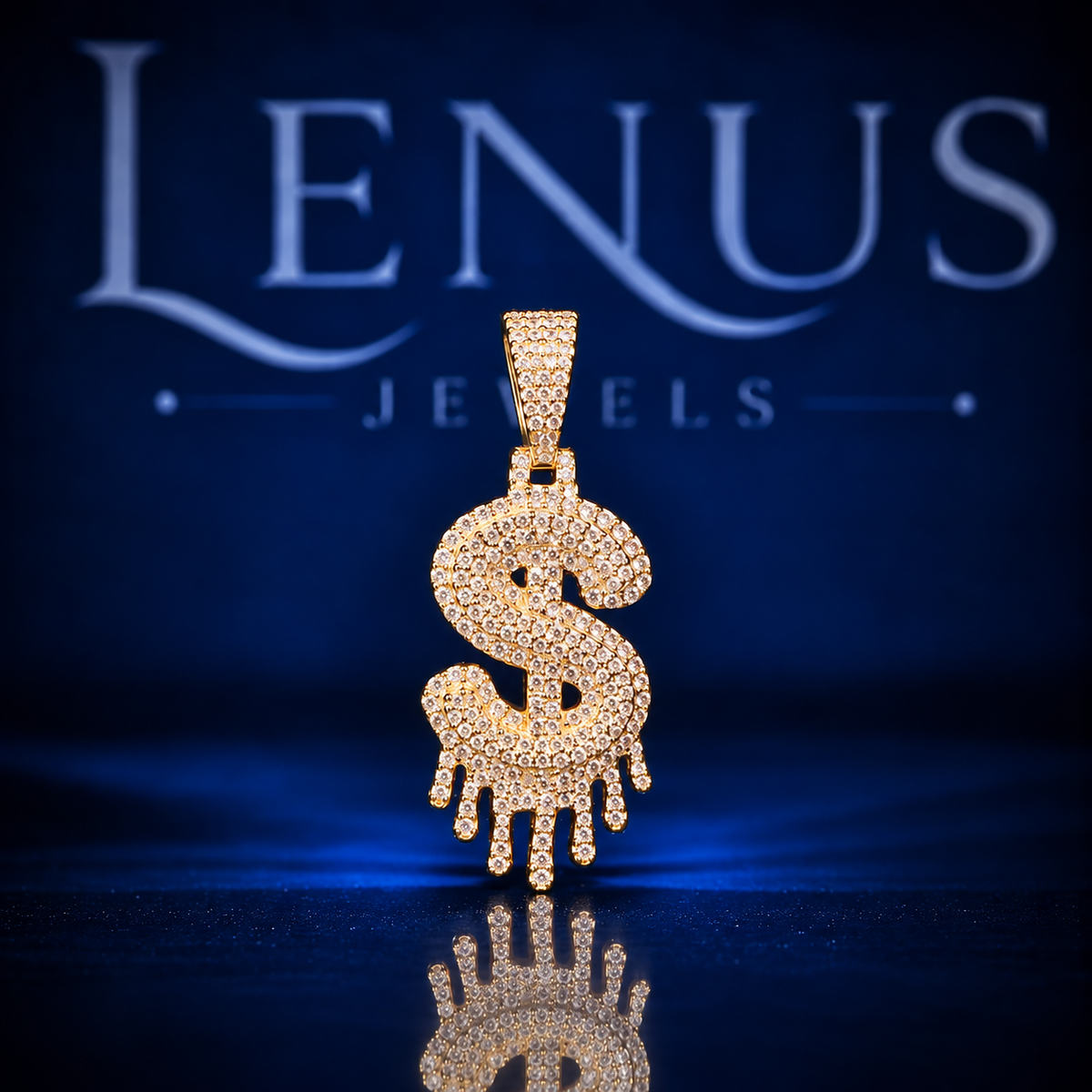 Iced Out Dripping Dollar Sign Moissanite Pendant – VVS Money Symbol 925 Sterling Silver Gold Hip Hop Pendant for Men