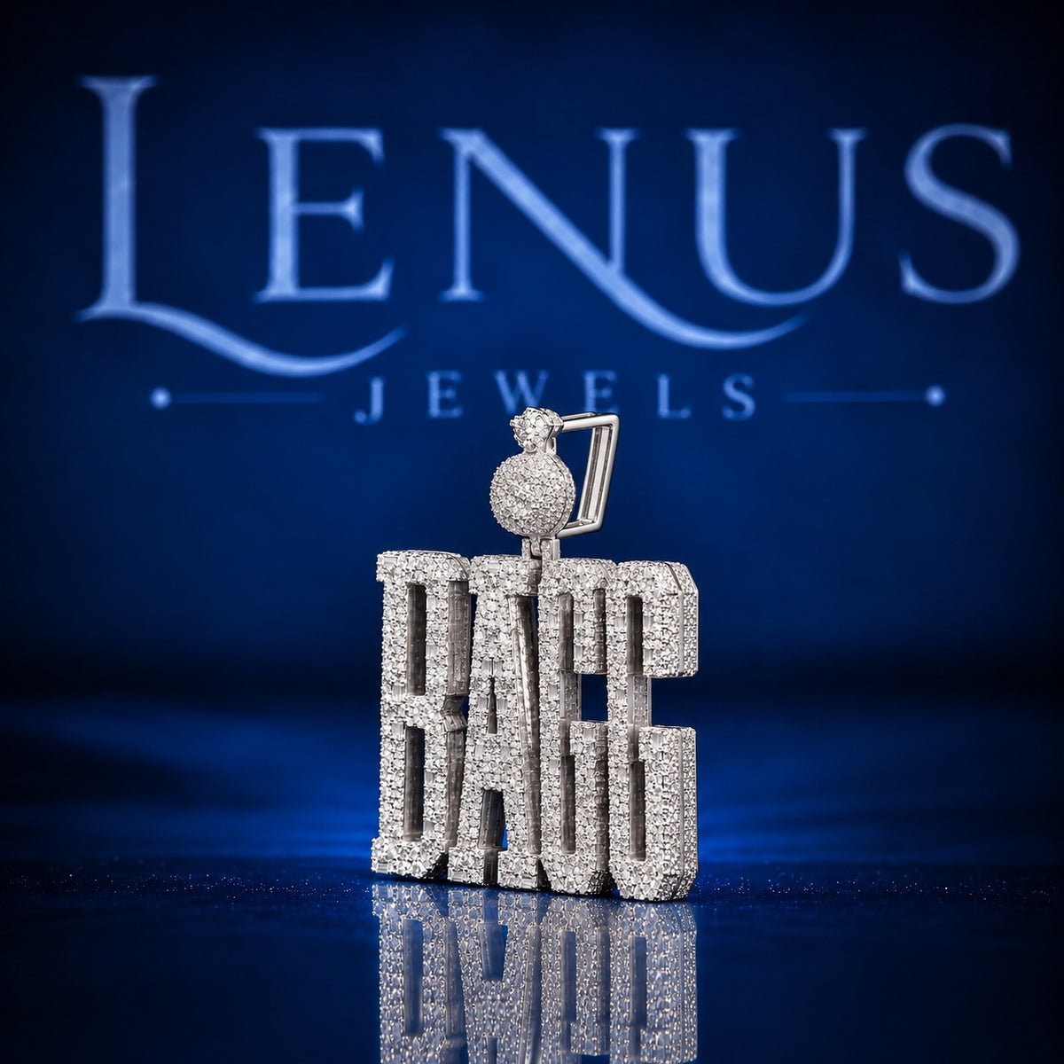 BAGS Iced Out Moissanite Pendant – Baguette Cut VVS Moissanite 925 Sterling Silver Custom Name Hip Hop Pendant