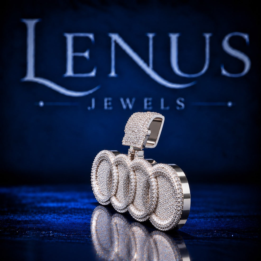 Iced Out 0000 Moissanite Pendant – VVS 925 Sterling Silver White Finish Four Zero Number Hip Hop Pendant for Men & Women