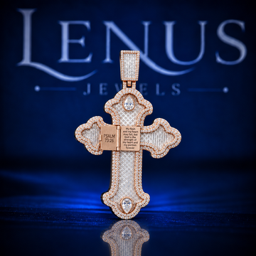 Psalm 73:26 Moissanite Cross Pendant – VVS 925 Sterling Silver Rose Gold Finish Iced Out Bible Verse Christian Pendant
