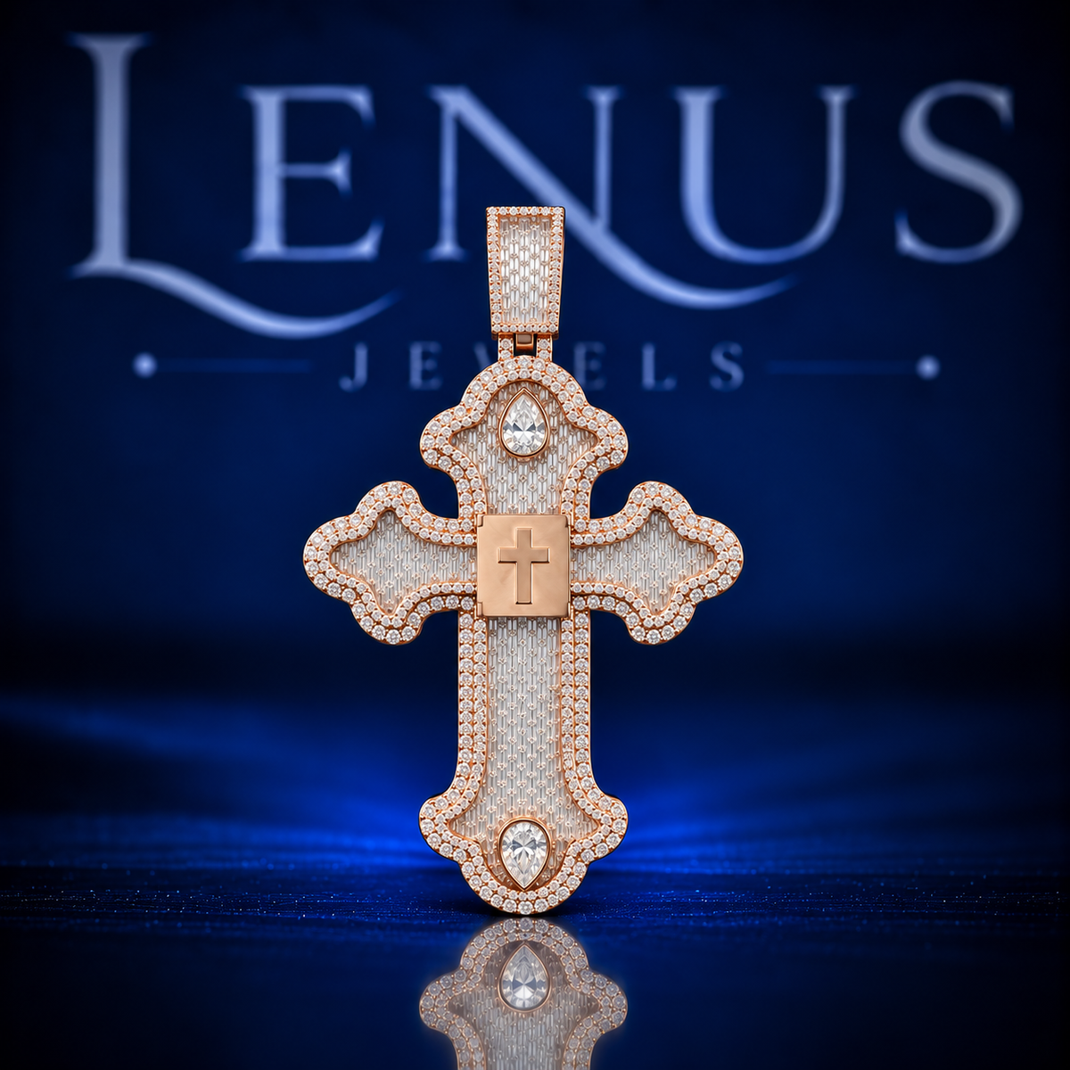 Psalm 73:26 Moissanite Cross Pendant – VVS 925 Sterling Silver Rose Gold Finish Iced Out Bible Verse Christian Pendant