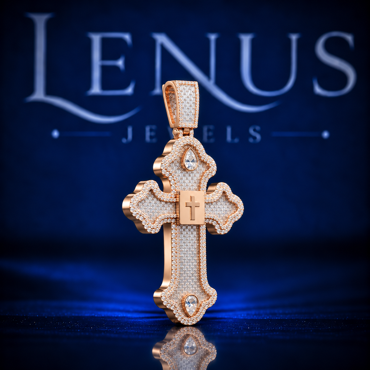 Psalm 73:26 Moissanite Cross Pendant – VVS 925 Sterling Silver Rose Gold Finish Iced Out Bible Verse Christian Pendant