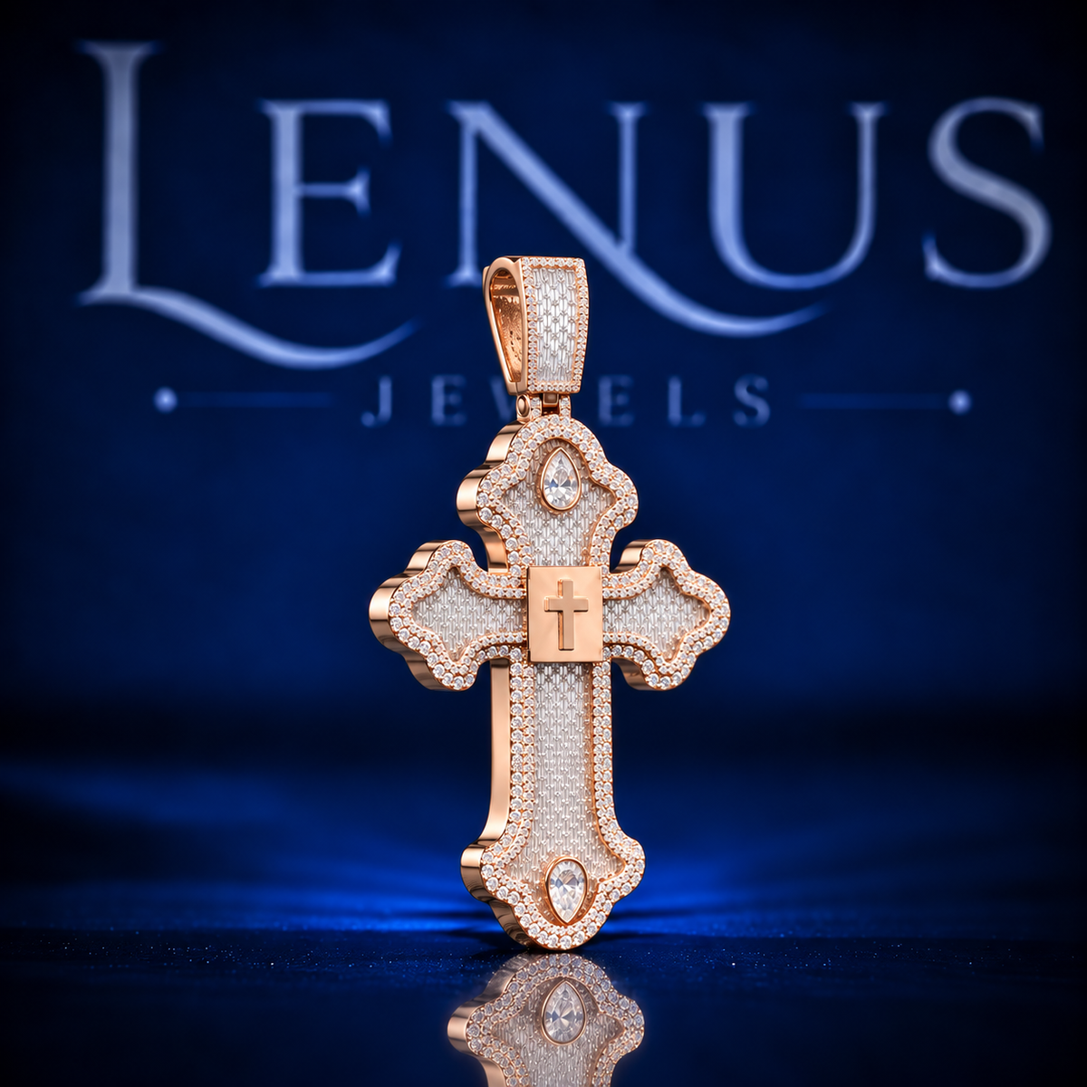 Psalm 73:26 Moissanite Cross Pendant – VVS 925 Sterling Silver Rose Gold Finish Iced Out Bible Verse Christian Pendant