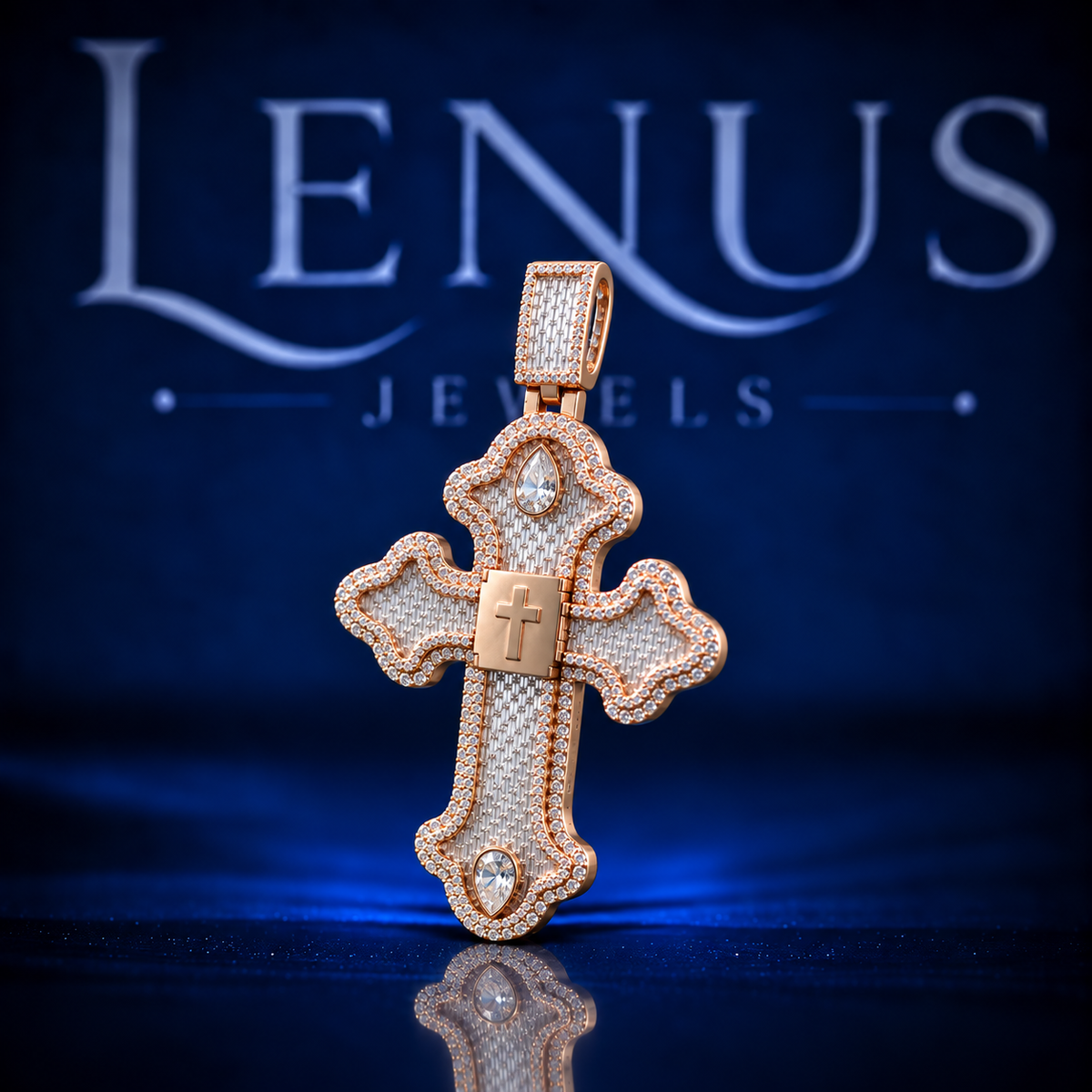 Psalm 73:26 Moissanite Cross Pendant – VVS 925 Sterling Silver Rose Gold Finish Iced Out Bible Verse Christian Pendant