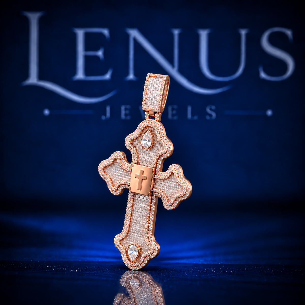 Psalm 73:26 Moissanite Cross Pendant – VVS 925 Sterling Silver Rose Gold Finish Iced Out Bible Verse Christian Pendant