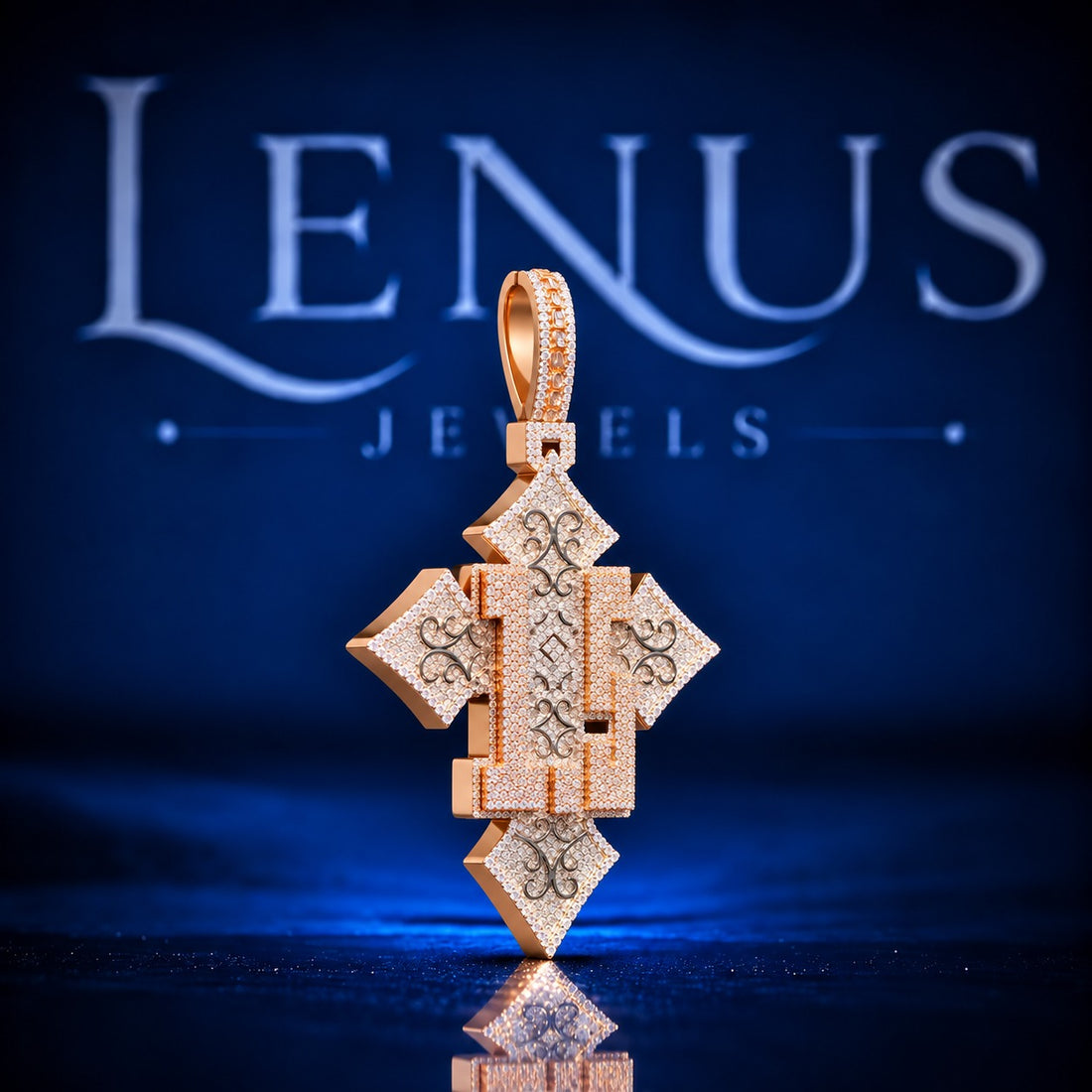 Custom Geometric Cross Iced Out Moissanite Pendant – VVS D Color 925 Sterling Silver Two Tone Rose Gold Hip Hop Diamond Style Pendant for Men Women