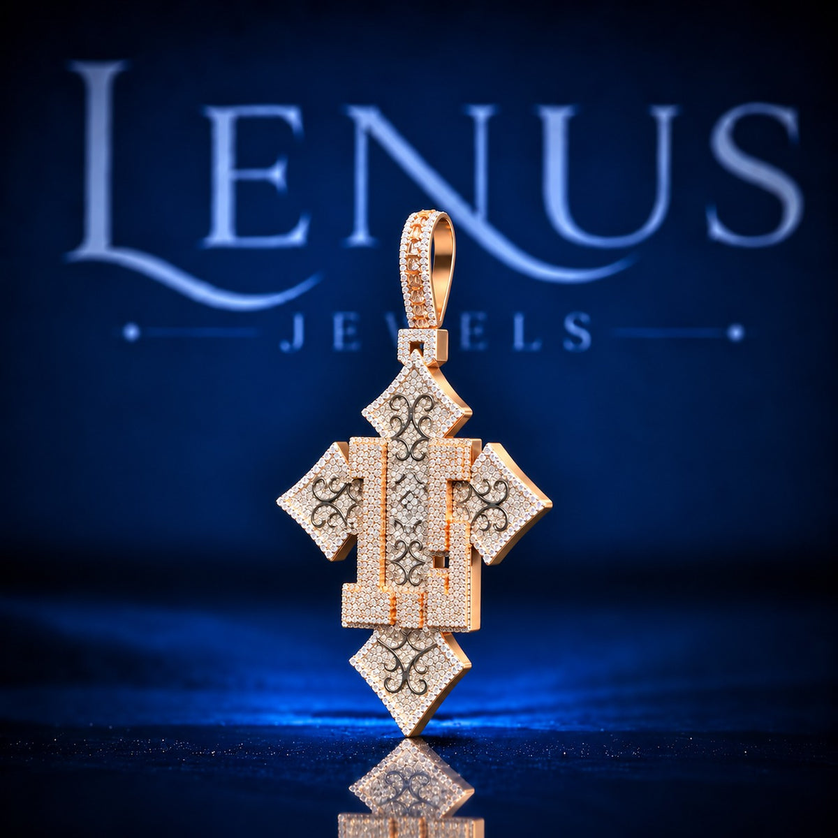 Custom Geometric Cross Iced Out Moissanite Pendant – VVS D Color 925 Sterling Silver Two Tone Rose Gold Hip Hop Diamond Style Pendant for Men Women