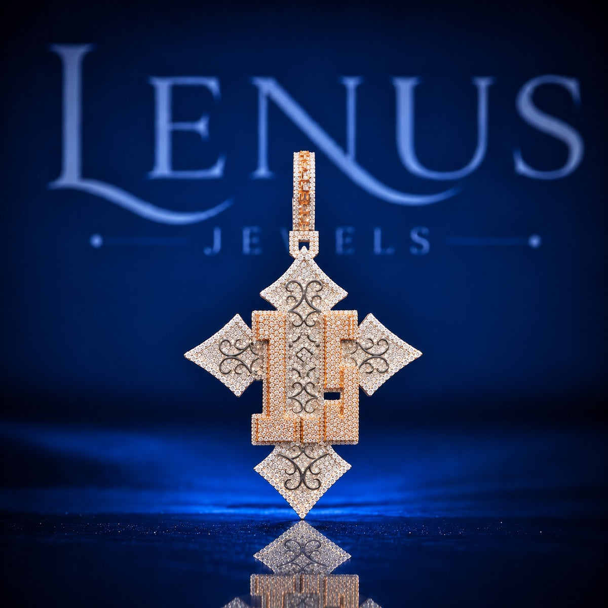 Custom Geometric Cross Iced Out Moissanite Pendant – VVS D Color 925 Sterling Silver Two Tone Rose Gold Hip Hop Diamond Style Pendant for Men Women