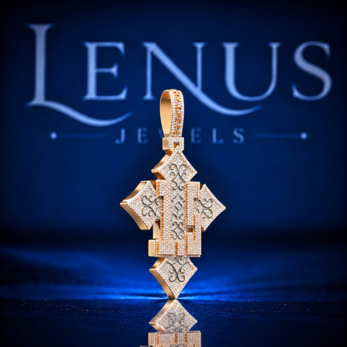 Custom Geometric Cross Iced Out Moissanite Pendant – VVS D Color 925 Sterling Silver Two Tone Rose Gold Hip Hop Diamond Style Pendant for Men Women