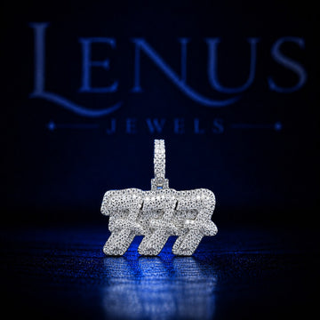 777 Iced Out VVS Moissanite Pendant – 925 Sterling Silver Lucky Number Hip Hop Jewelry