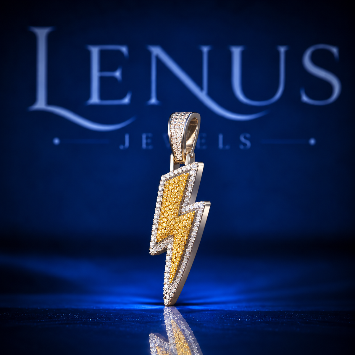 Iced Out Lightning Bolt Moissanite Pendant – VVS Two Tone 925 Sterling Silver Hip Hop Thunder Bolt Pendant for Men & Women