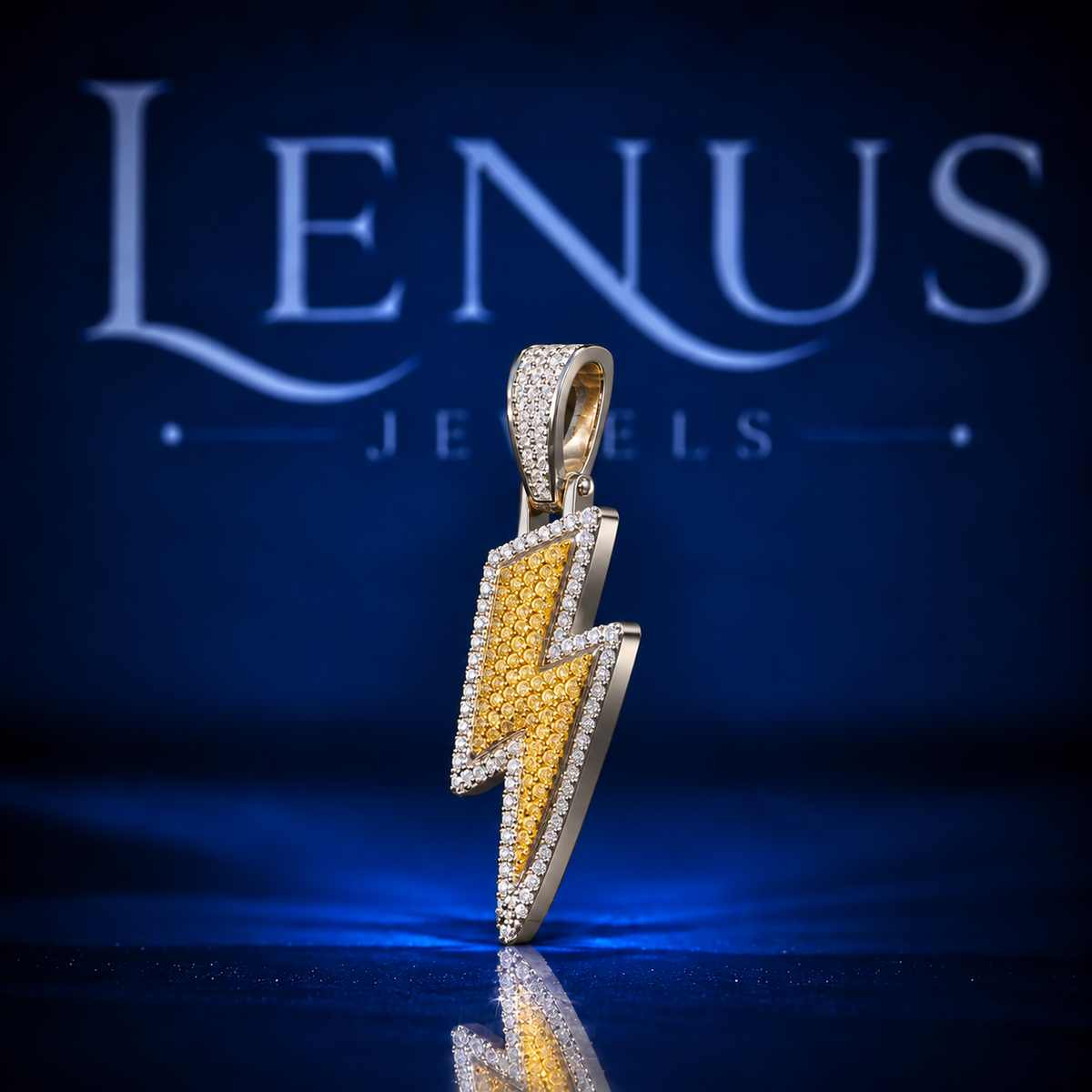 Iced Out Lightning Bolt Moissanite Pendant – VVS Two Tone 925 Sterling Silver Hip Hop Thunder Bolt Pendant for Men & Women