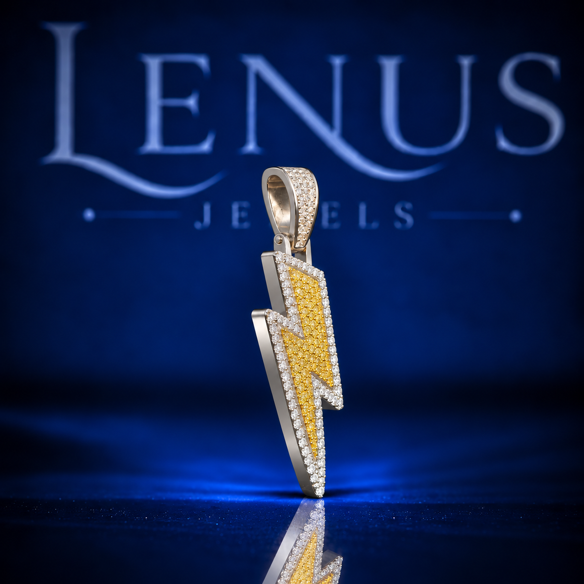 Iced Out Lightning Bolt Moissanite Pendant – VVS Two Tone 925 Sterling Silver Hip Hop Thunder Bolt Pendant for Men & Women
