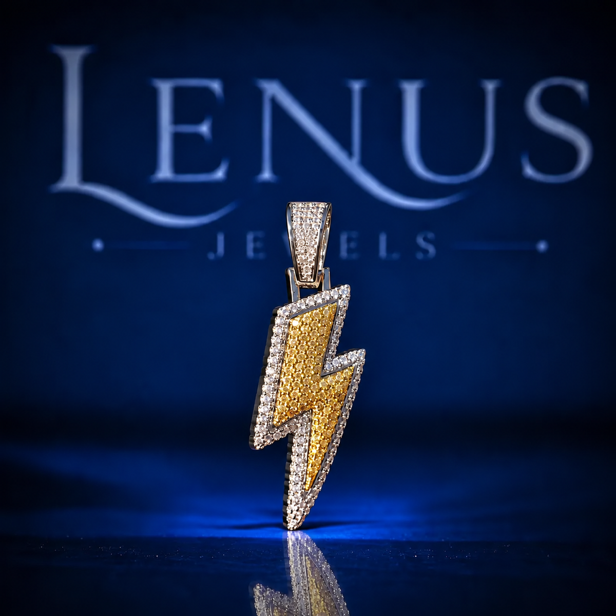 Iced Out Lightning Bolt Moissanite Pendant – VVS Two Tone 925 Sterling Silver Hip Hop Thunder Bolt Pendant for Men & Women