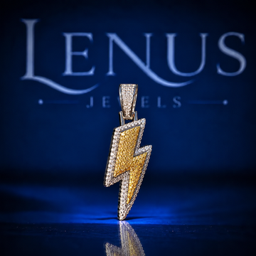 Iced Out Lightning Bolt Moissanite Pendant – VVS Two Tone 925 Sterling Silver Hip Hop Thunder Bolt Pendant for Men & Women