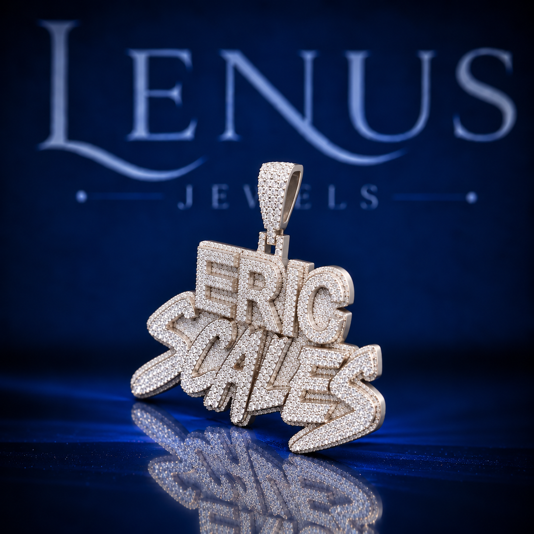 Iced Out Eric Scales Moissanite Name Pendant – VVS 925 Sterling Silver Custom Hip Hop Statement Pendant for Men & Women