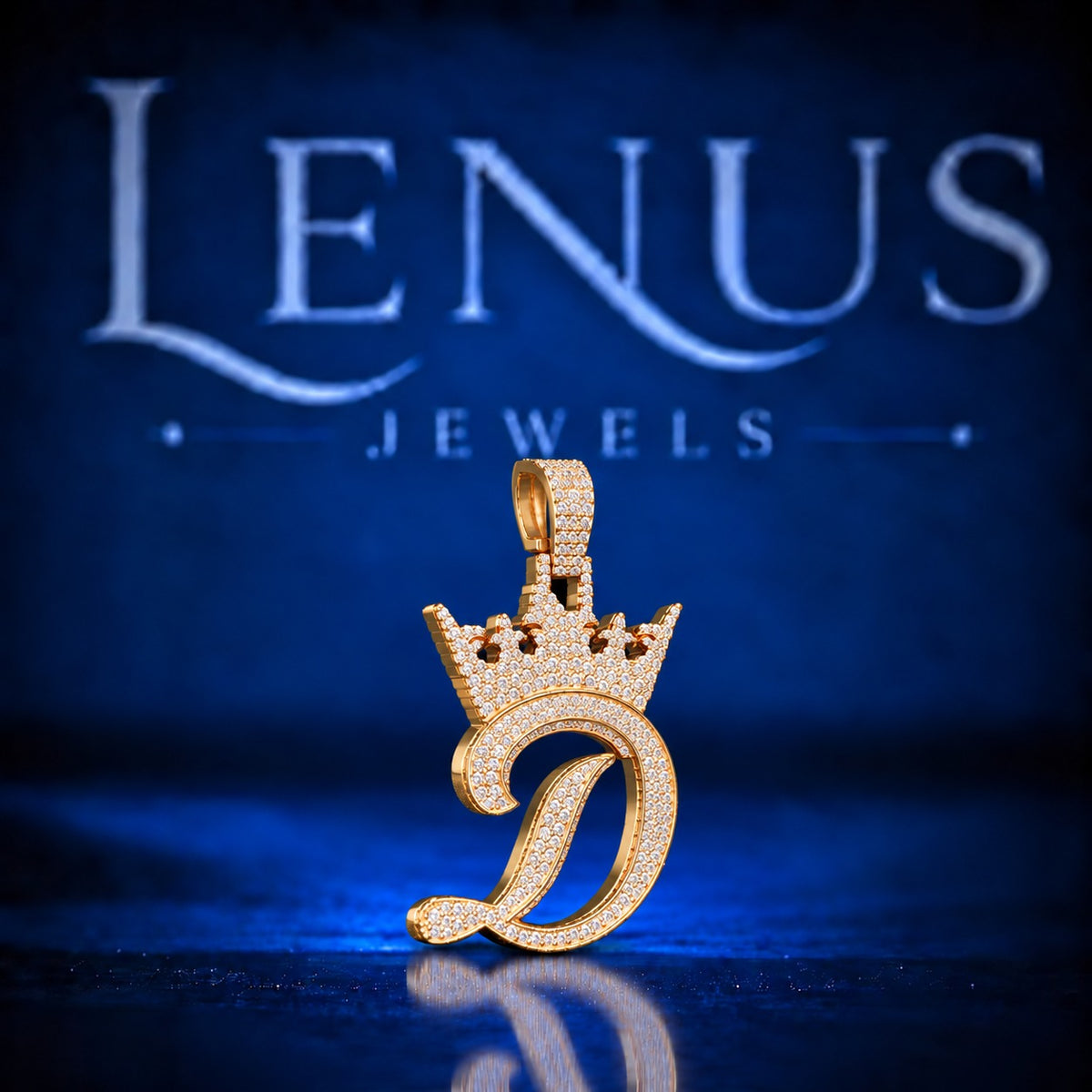 Iced Out Crown Letter D Moissanite Pendant – VVS 925 Sterling Silver Gold Finish Initial D Hip Hop Pendant for Men & Women