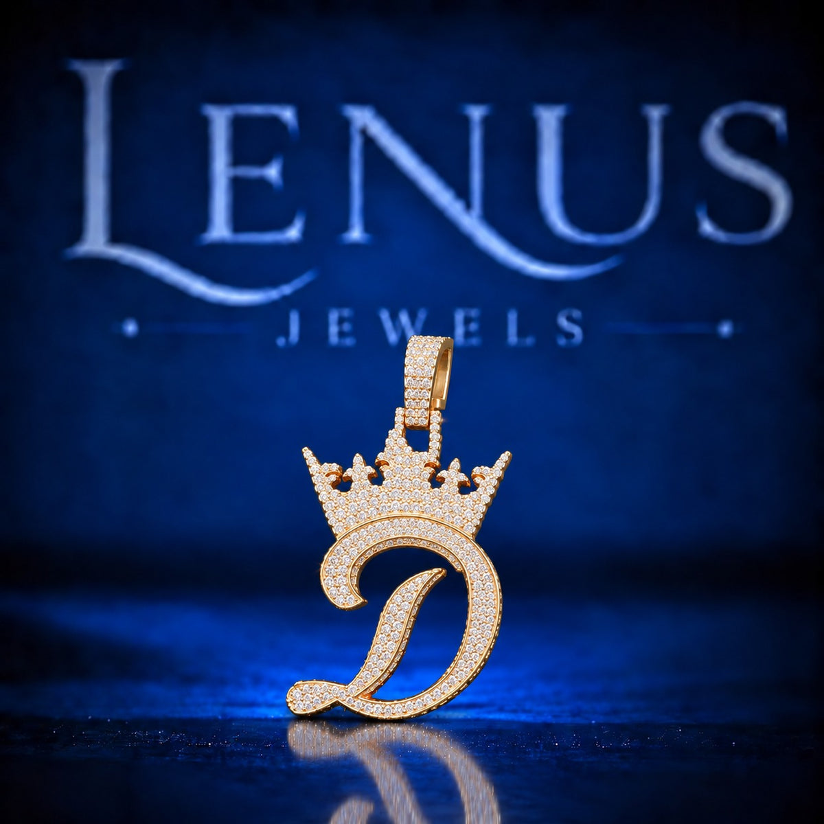 Iced Out Crown Letter D Moissanite Pendant – VVS 925 Sterling Silver Gold Finish Initial D Hip Hop Pendant for Men & Women
