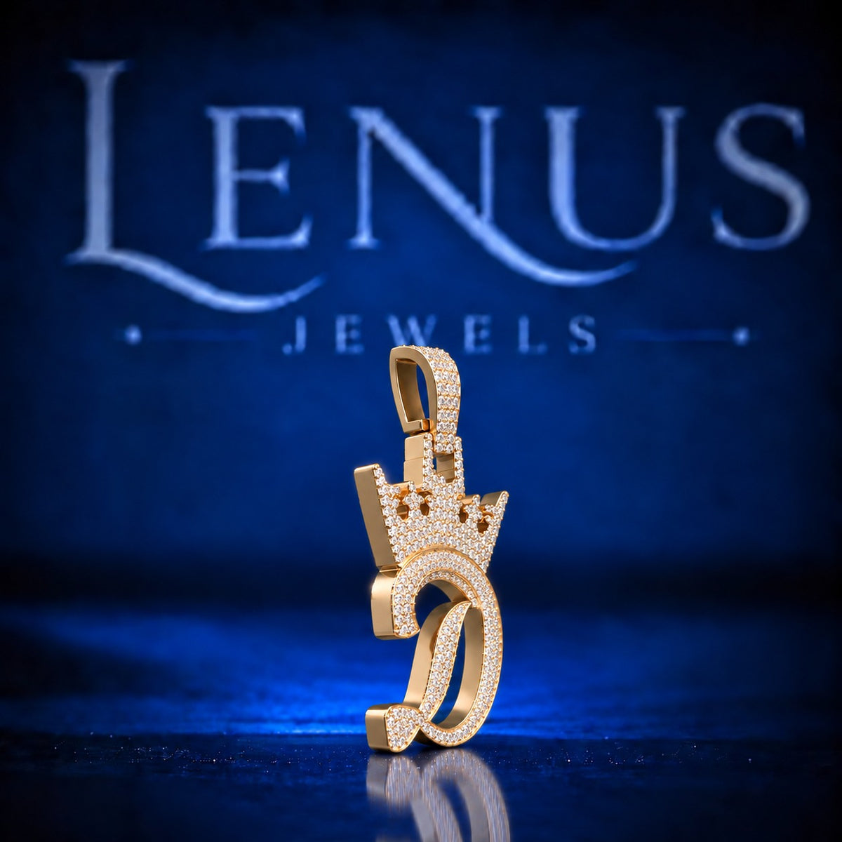 Iced Out Crown Letter D Moissanite Pendant – VVS 925 Sterling Silver Gold Finish Initial D Hip Hop Pendant for Men & Women