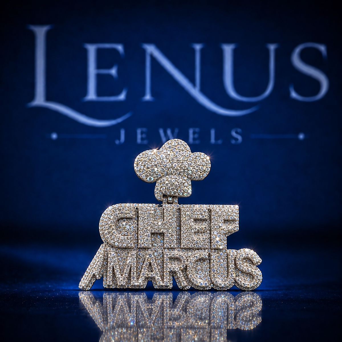 Custom Chef Marcus Iced Out Moissanite Pendant – VVS D Color 925 Sterling Silver Chef Hat Name Pendant, Hip Hop Jewelry for Men & Women