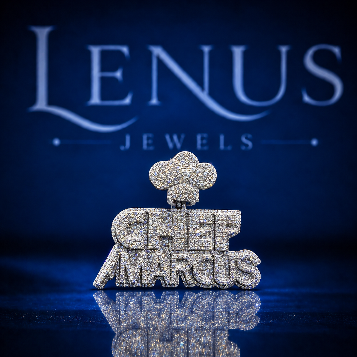 Custom Chef Marcus Iced Out Moissanite Pendant – VVS D Color 925 Sterling Silver Chef Hat Name Pendant, Hip Hop Jewelry for Men & Women