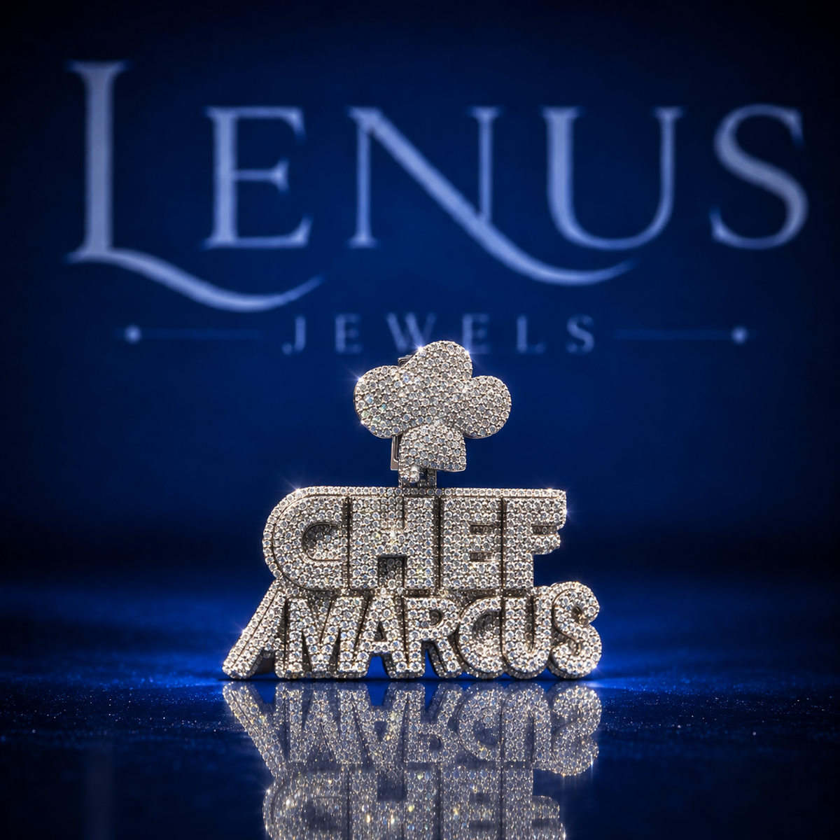 Custom Chef Marcus Iced Out Moissanite Pendant – VVS D Color 925 Sterling Silver Chef Hat Name Pendant, Hip Hop Jewelry for Men & Women