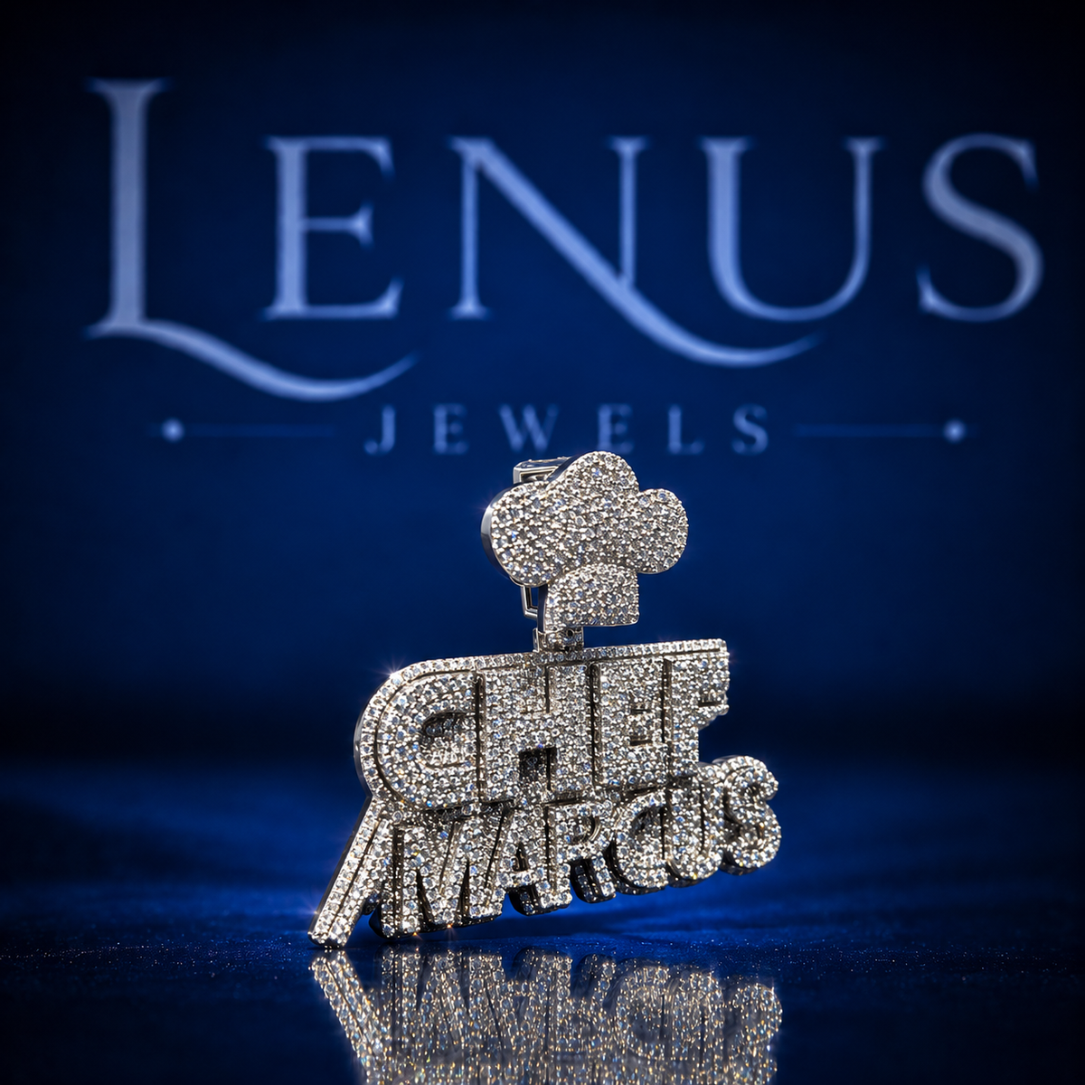 Custom Chef Marcus Iced Out Moissanite Pendant – VVS D Color 925 Sterling Silver Chef Hat Name Pendant, Hip Hop Jewelry for Men & Women