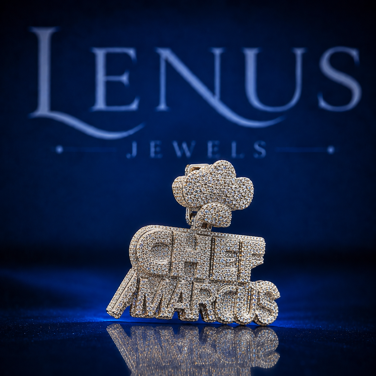 Custom Chef Marcus Iced Out Moissanite Pendant – VVS D Color 925 Sterling Silver Chef Hat Name Pendant, Hip Hop Jewelry for Men & Women