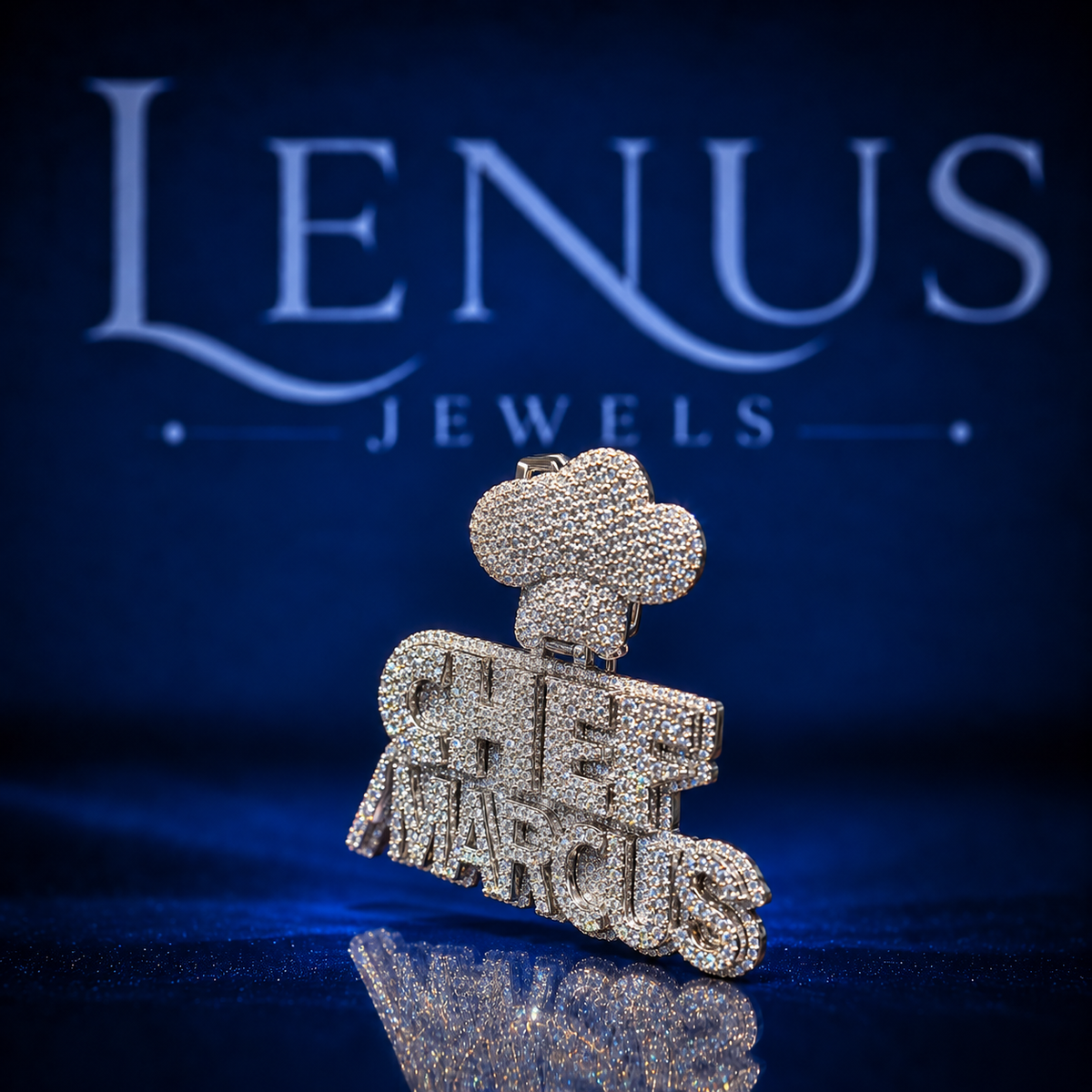 Custom Chef Marcus Iced Out Moissanite Pendant – VVS D Color 925 Sterling Silver Chef Hat Name Pendant, Hip Hop Jewelry for Men & Women
