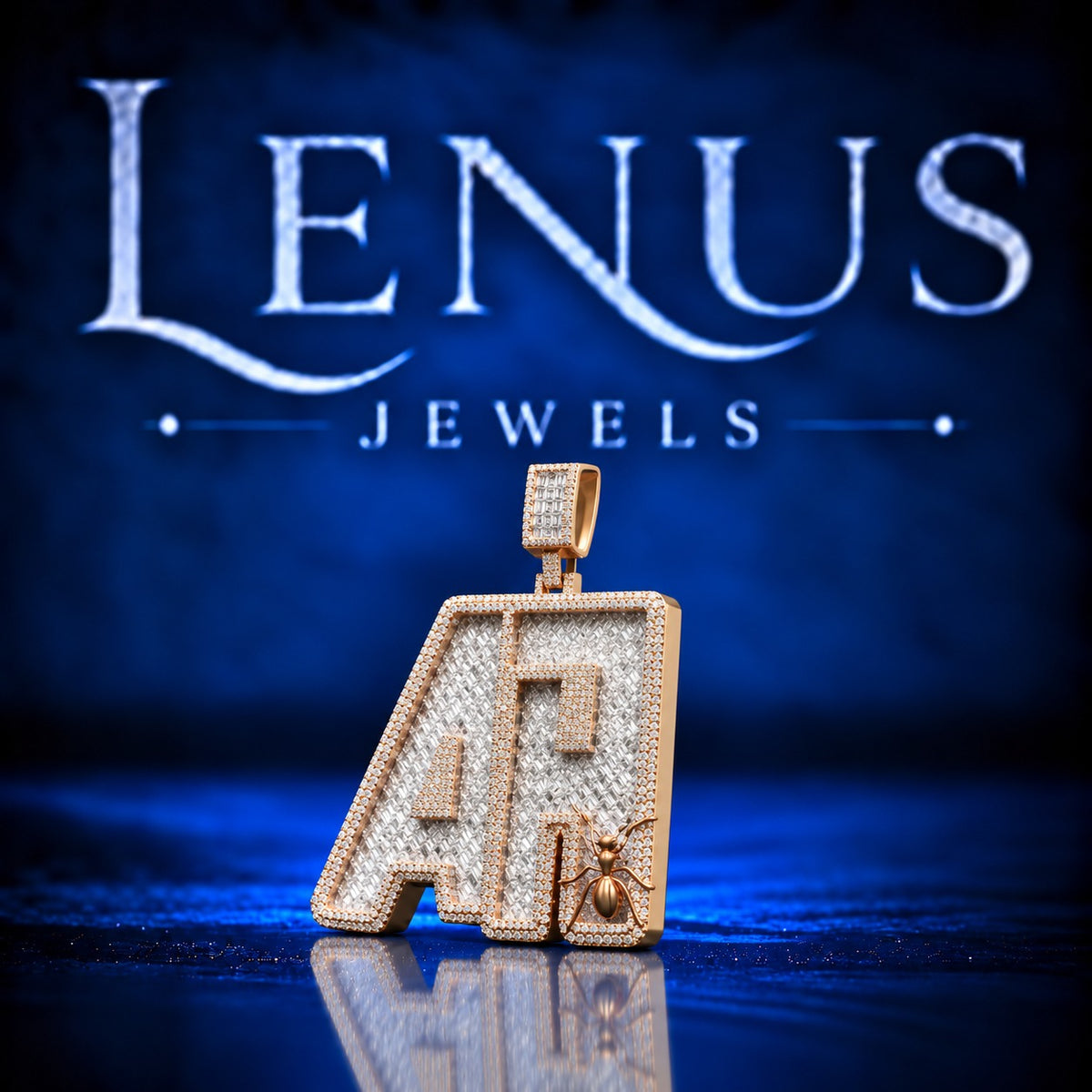 Custom Initial Moissanite Pendant – Iced Out Baguette VVS Moissanite 925 Sterling Silver Letter Pendant with Ant Accent