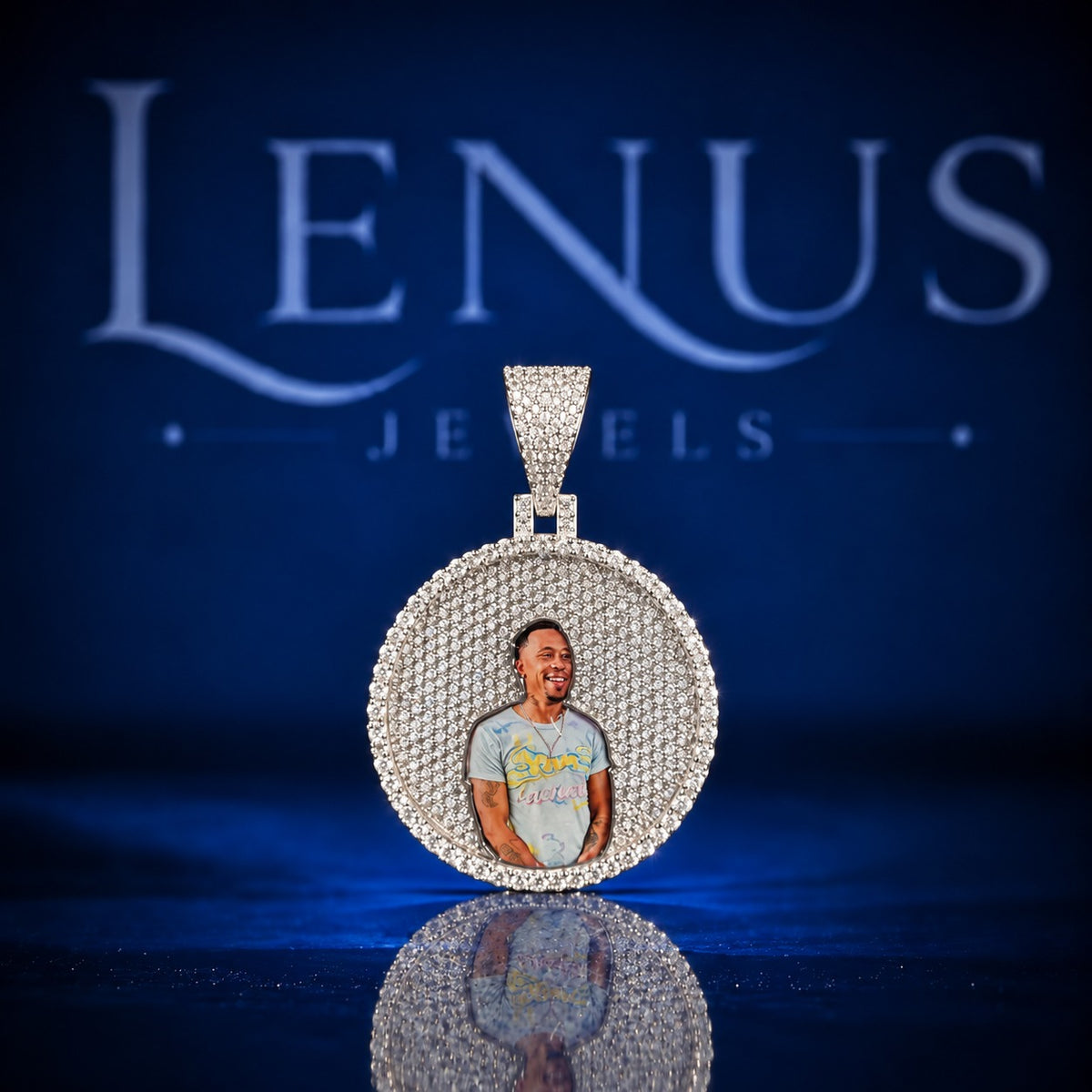 Custom Photo Moissanite Pendant – Iced Out Round Picture Medallion 925 Sterling Silver Personalized Hip Hop Memorial Jewelry