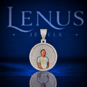 Custom Photo Iced Out Moissanite Pendant – VVS D Color 925 Sterling Silver Round Picture Medallion, Personalized Hip Hop Memory Jewelry