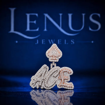 Custom ACE Iced Out Moissanite Pendant – VVS D Color 925 Sterling Silver Two Tone Rose Gold Hip Hop Name Pendant, Spade Jewelry for Men Women