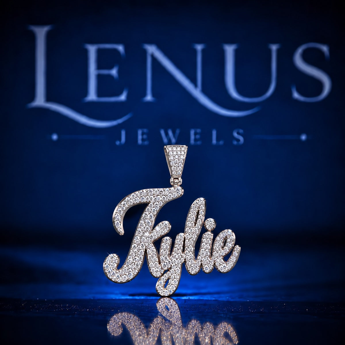 Custom Kylie Iced Out Moissanite Name Pendant – VVS D Color 925 Sterling Silver, Personalized Cursive Script Hip Hop Jewelry