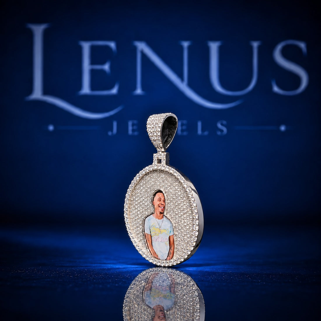 Custom Photo Moissanite Pendant – Iced Out Round Picture Medallion 925 Sterling Silver Personalized Hip Hop Memorial Jewelry