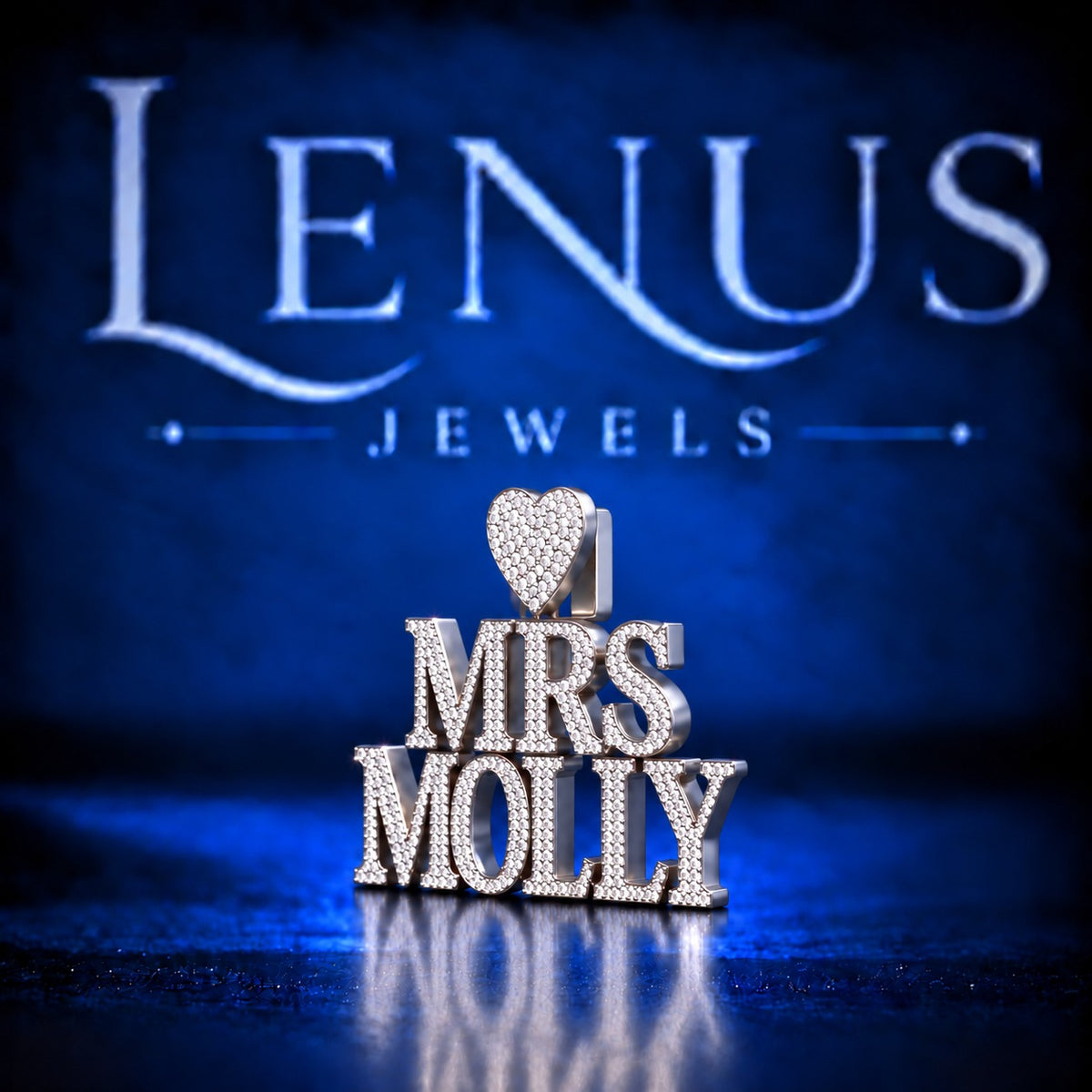 Custom Mrs Name Moissanite Pendant – VVS Iced Out 925 Sterling Silver Personalized Wife Necklace with Heart Bail, Bridal Gift