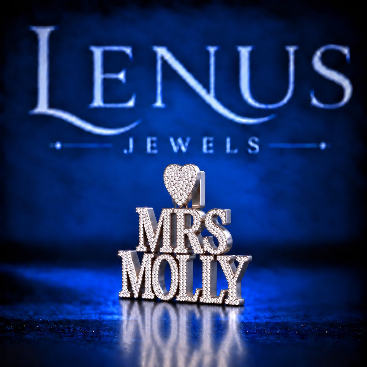 Custom MRS MOLLY Iced Out Moissanite Pendant – VVS D Color 925 Sterling Silver Heart Bail Name Pendant, Hip Hop Jewelry for Women