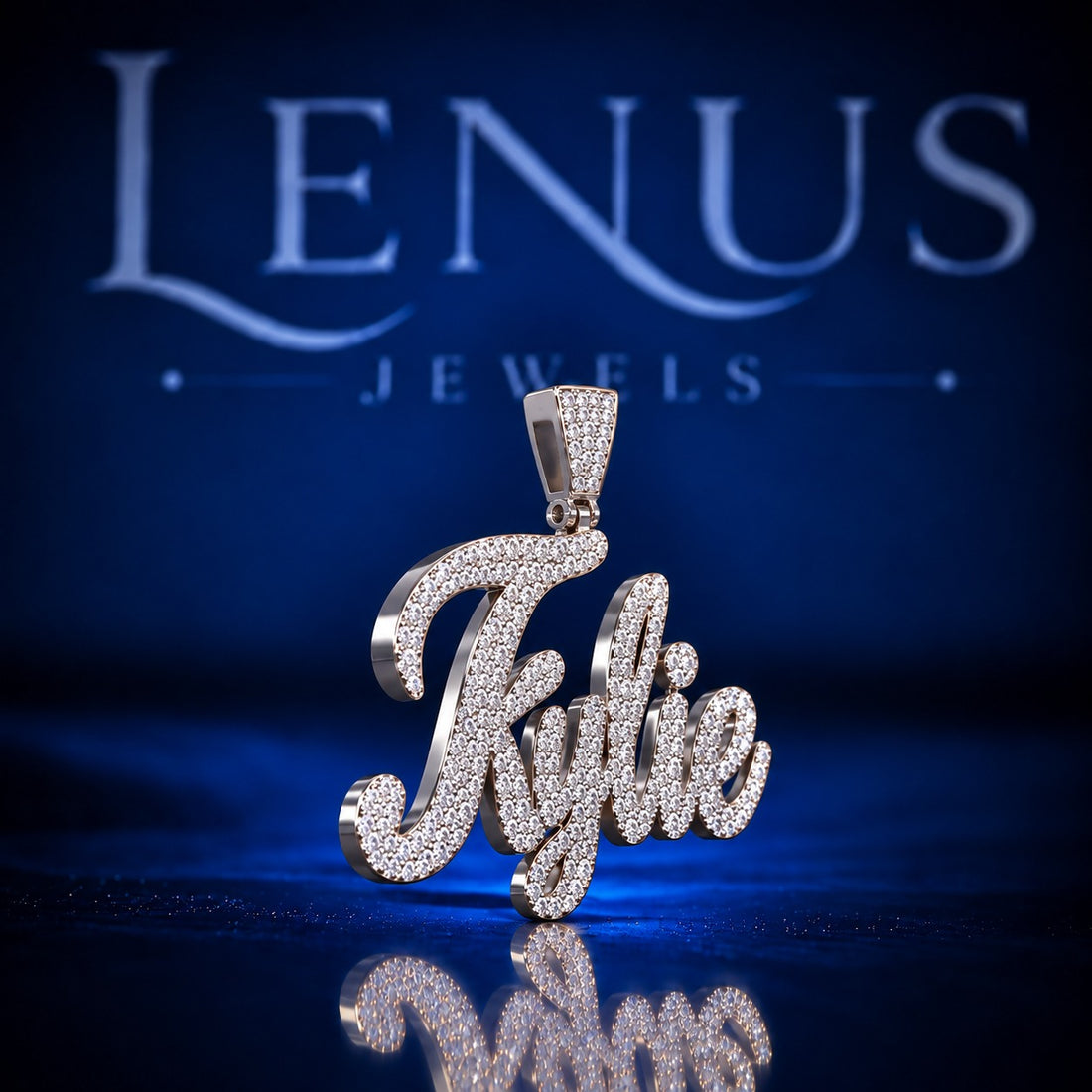 Custom Name Moissanite Pendant – VVS Iced Out Script Name Pendant, 925 Sterling Silver Personalized Hip Hop Jewelry, Kylie Pendant