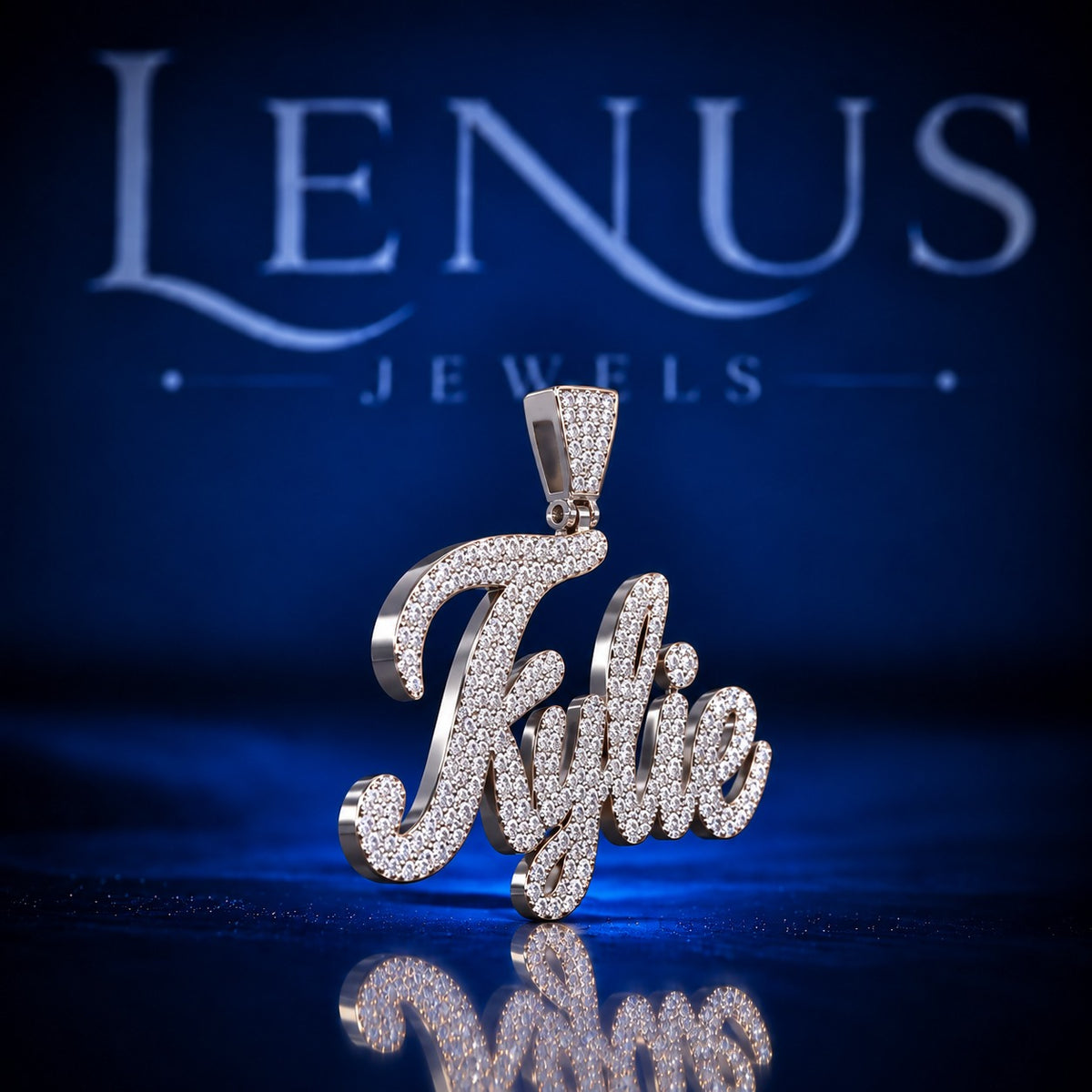 Custom Name Moissanite Pendant – VVS Iced Out Script Name Pendant, 925 Sterling Silver Personalized Hip Hop Jewelry, Kylie Pendant