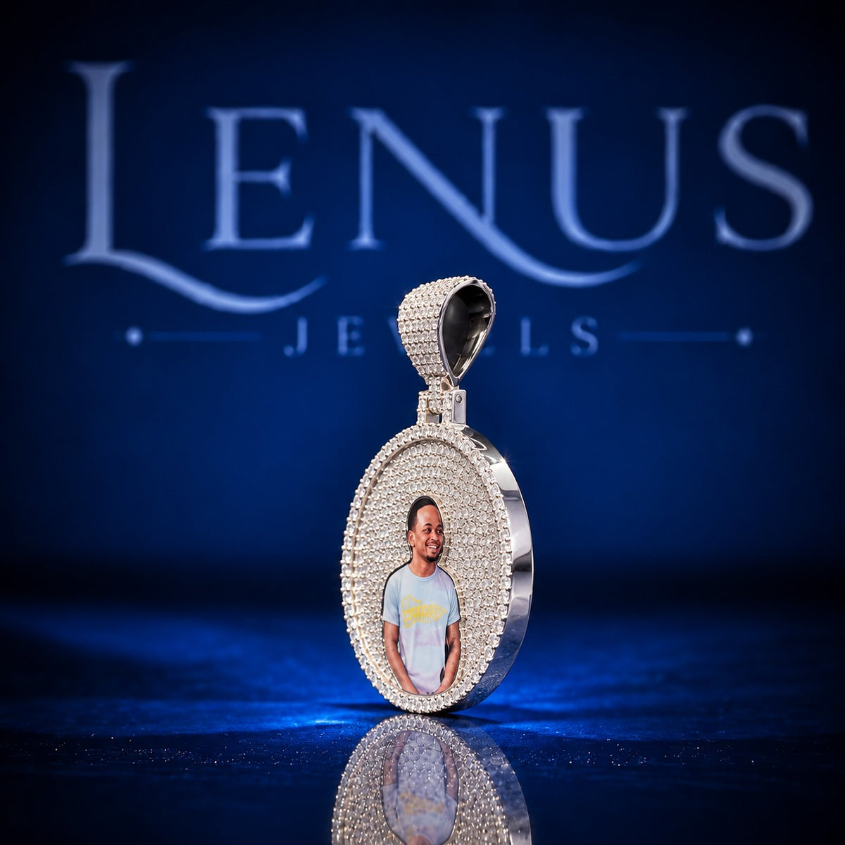 Custom Photo Moissanite Pendant – Iced Out Round Picture Medallion 925 Sterling Silver Personalized Hip Hop Memorial Jewelry