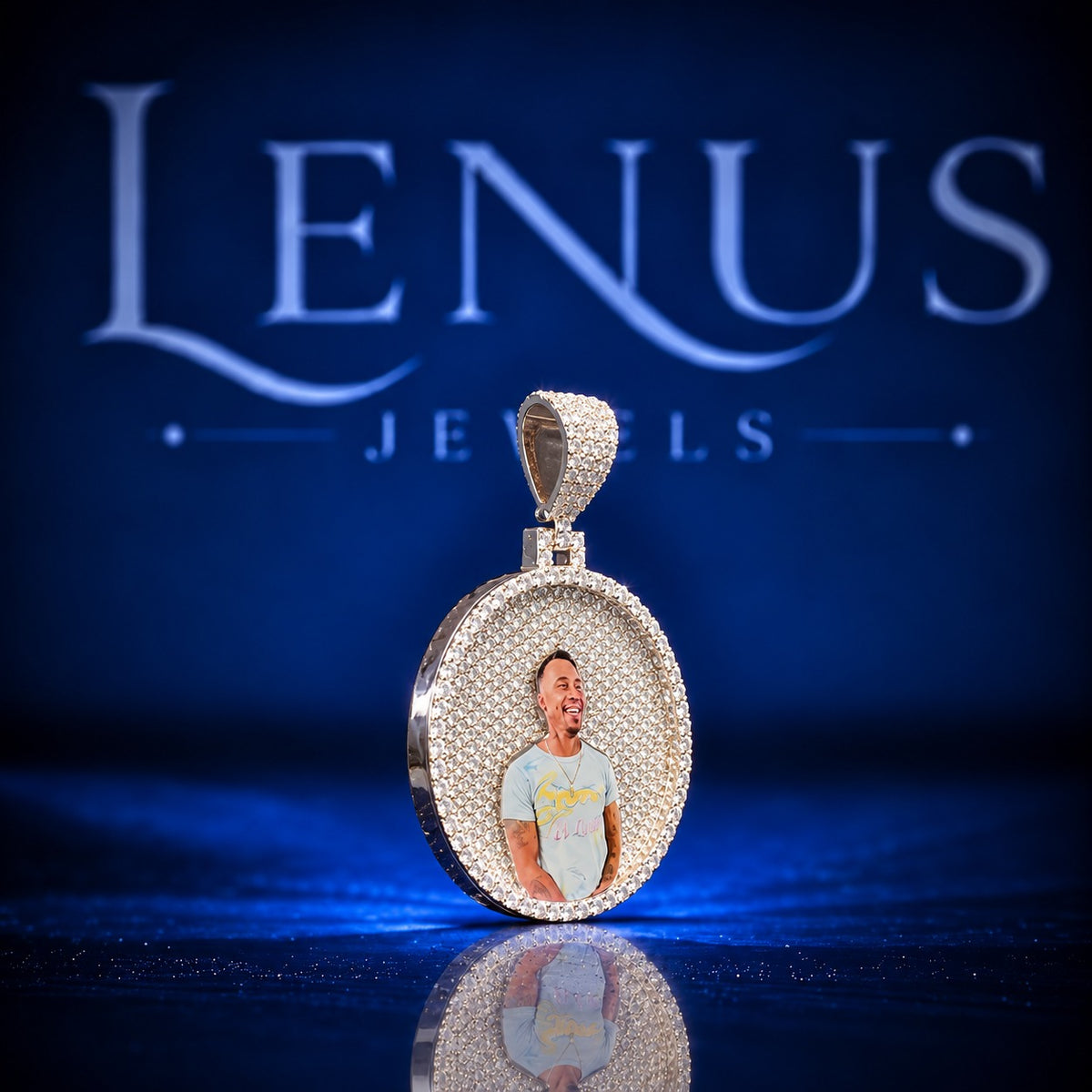 Custom Photo Iced Out Moissanite Pendant – VVS D Color 925 Sterling Silver Round Picture Medallion, Personalized Hip Hop Memory Jewelry